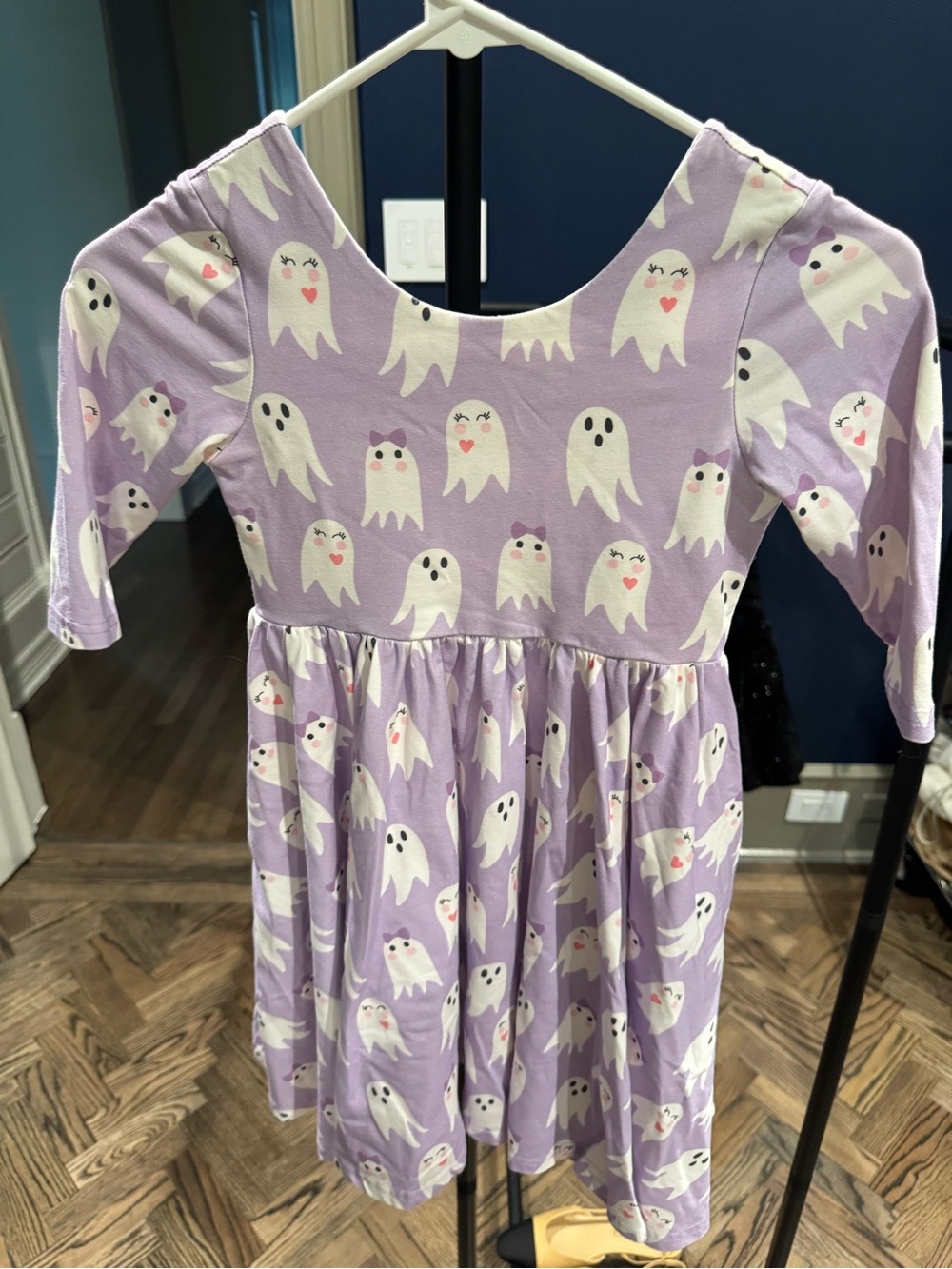 Girls' Lavender Ghost Print Casual Dress